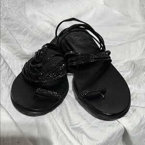 Vince Camuto Black Beaded Sandals